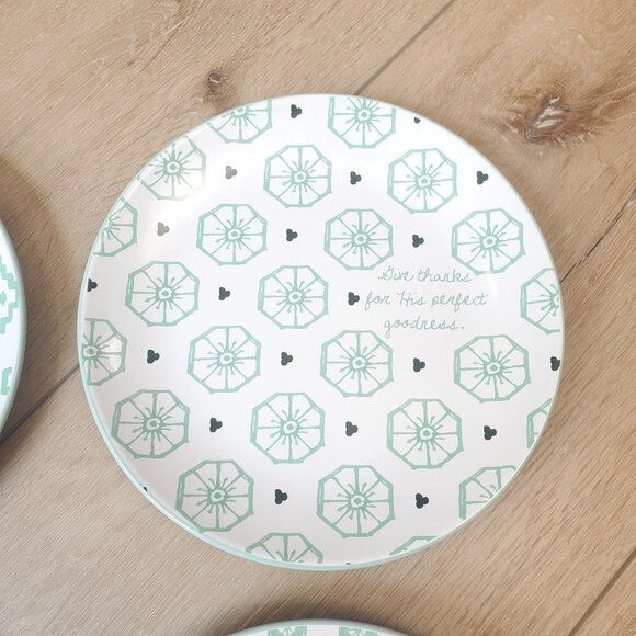 Mary & Martha Perfect Goodness Salad Plates Lot of 4 Green White Give Thanks - Picture 5 of 14